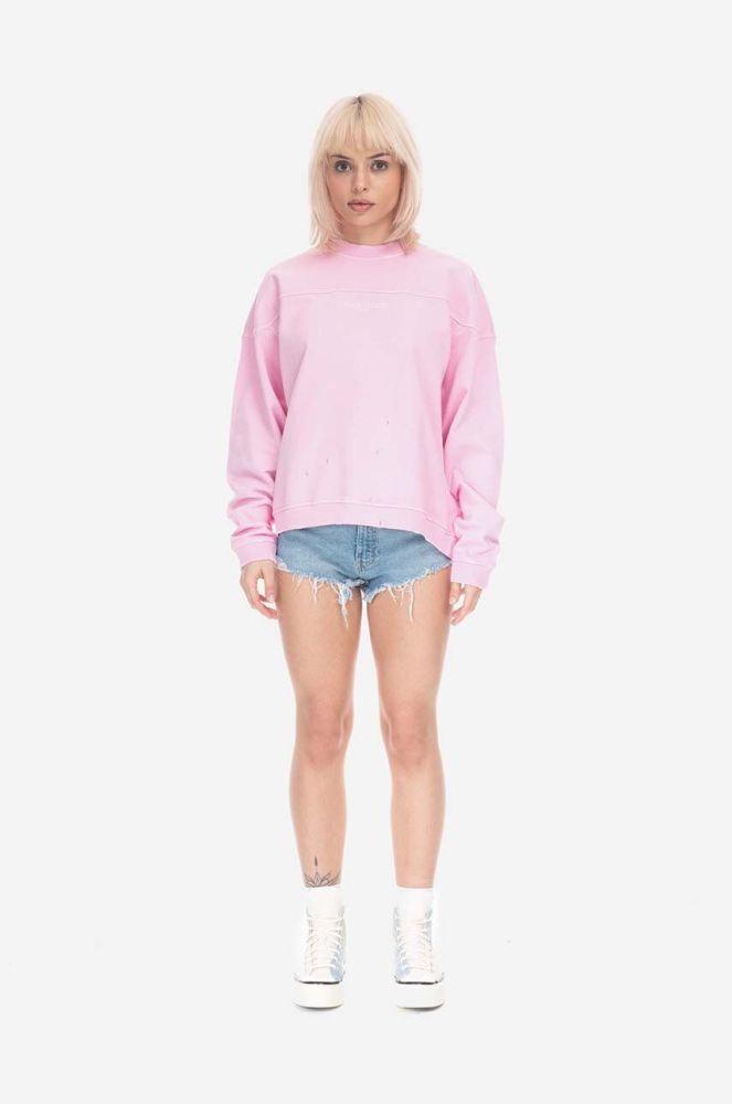 Бавовняна кофта Guess Guess Classic Logo Crewneck M2BQ01KBB40 чоловіча колір рожевий однотонна M2BQ01.KBB40-A400