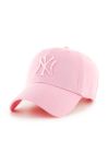 Бавовняна бейсболка 47brand MLB New York Yankees колір рожевий з аплікацією (3452630)