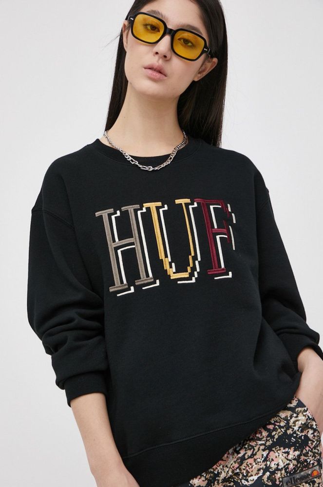 Кофта HUF жіноча колір чорний з аплікацією