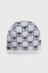 Шапка Moschino колір білий з тонкого трикотажу вовна