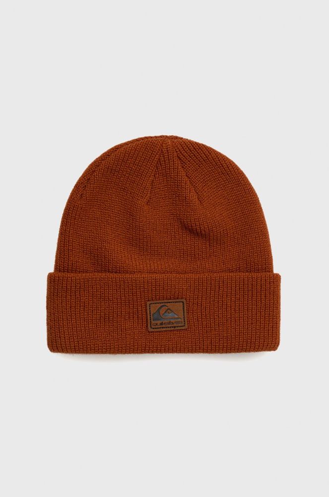 Шапка Quiksilver колір коричневий з тонкого трикотажу
