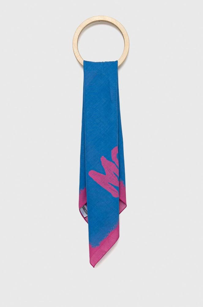 Бавовняна хустка на шию Moschino візерунок колір блакитний (2925134)