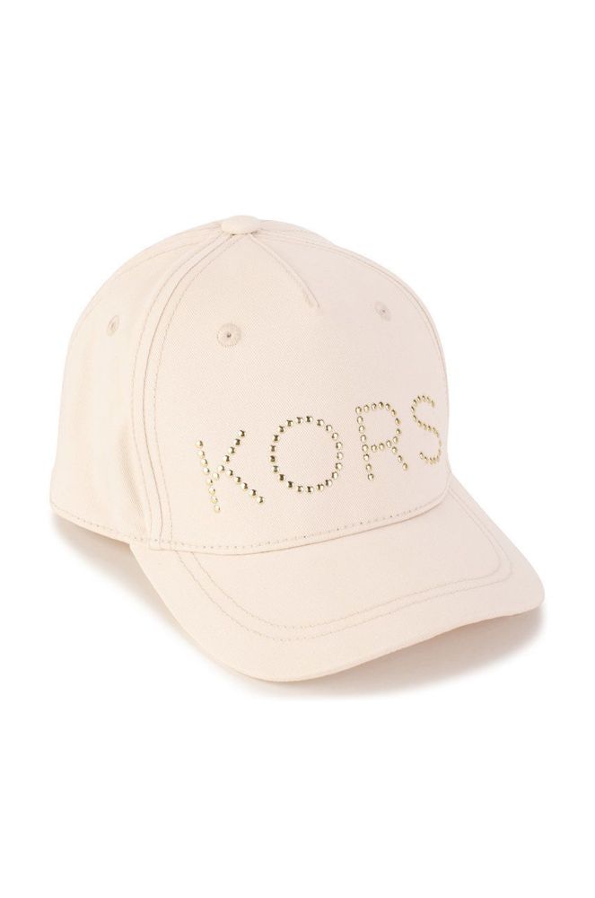 Дитяча шапка Michael Kors колір бежевий з аплікацією