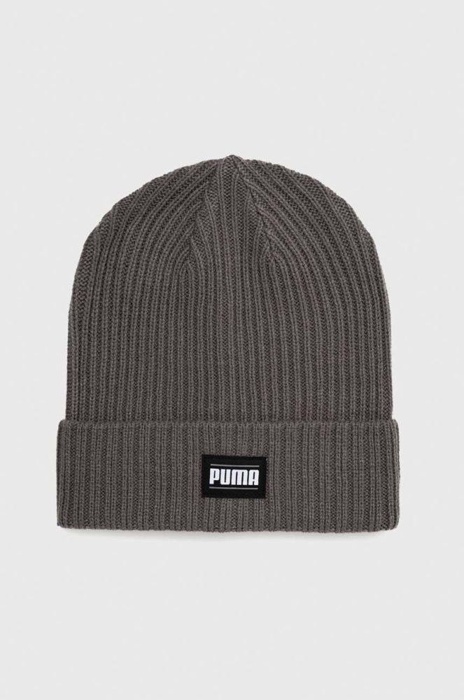 Шапка Puma колір сірий з тонкого трикотажу