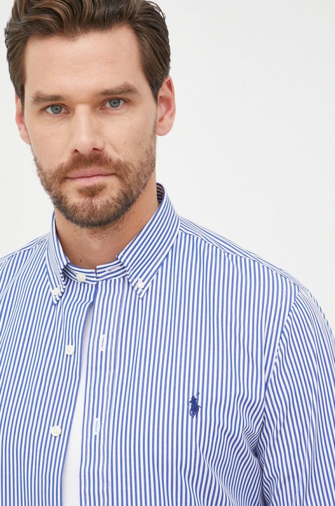 Сорочка Polo Ralph Lauren чоловіча slim комір button-down колір блакитний (2491077)