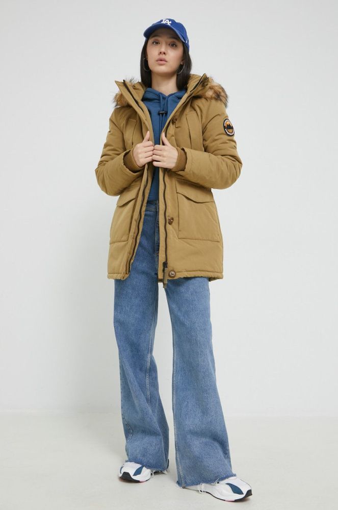 Парка Superdry жіноча колір зелений зимова