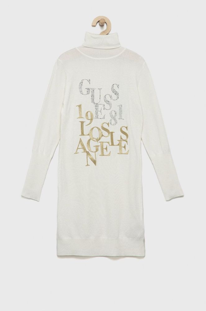 Дитяча сукня Guess колір білий midi облягаюча