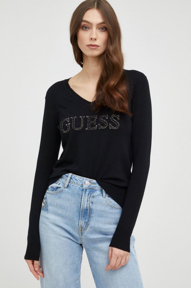 Светр Guess жіночий колір чорний легкий (2444989)
