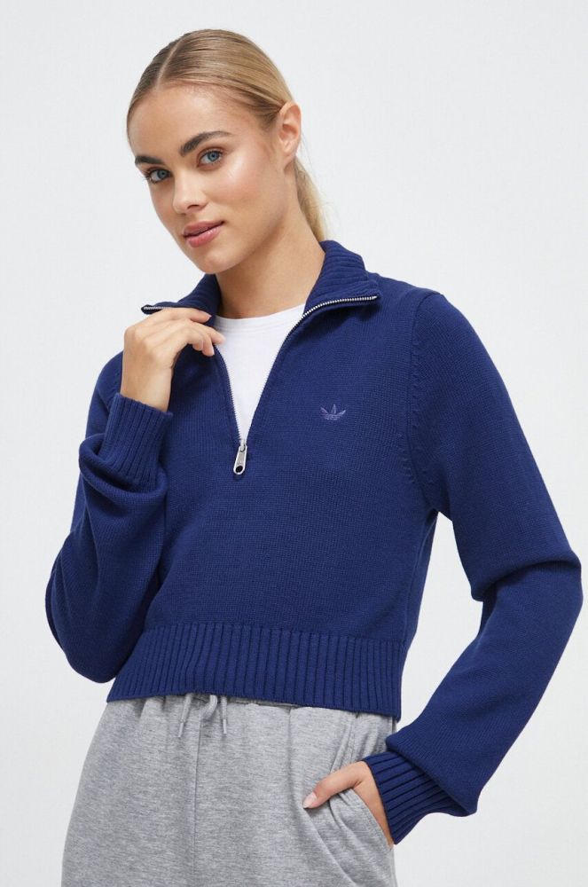 Бавовняний светр adidas Originals колір синій