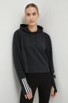 Тренувальна кофта adidas Performance колір чорний з капюшоном з принтом (3559367)