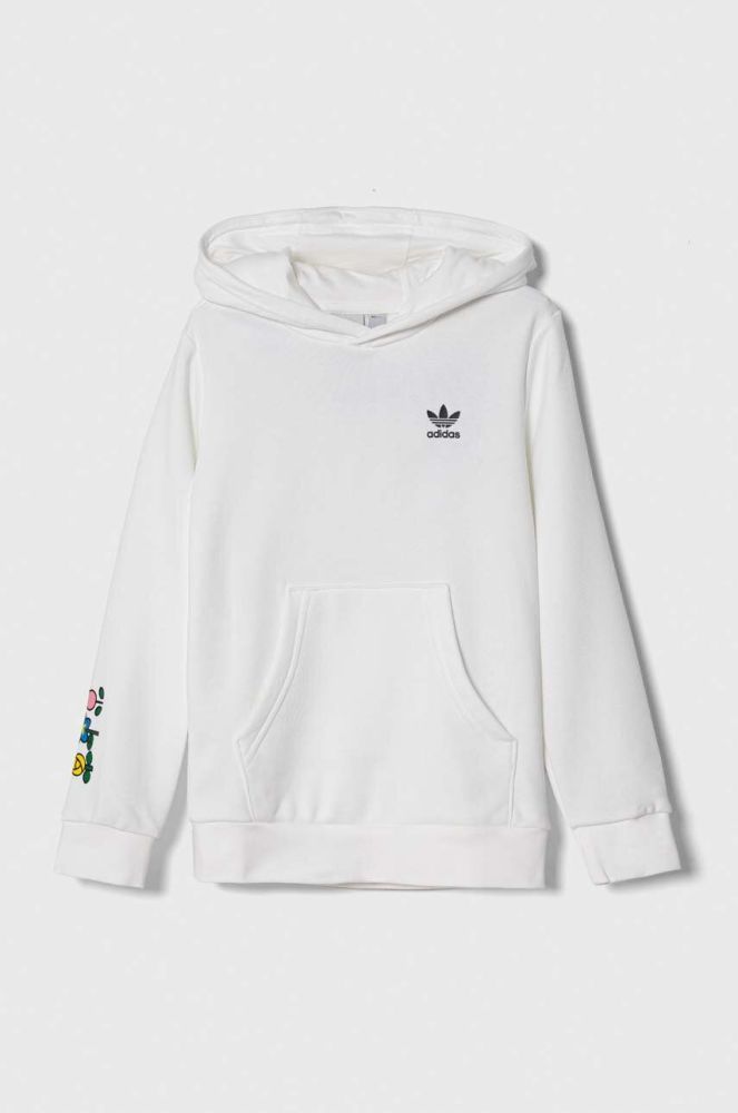 Дитяча кофта adidas Originals x Hello Kitty колір білий з капюшоном з принтом