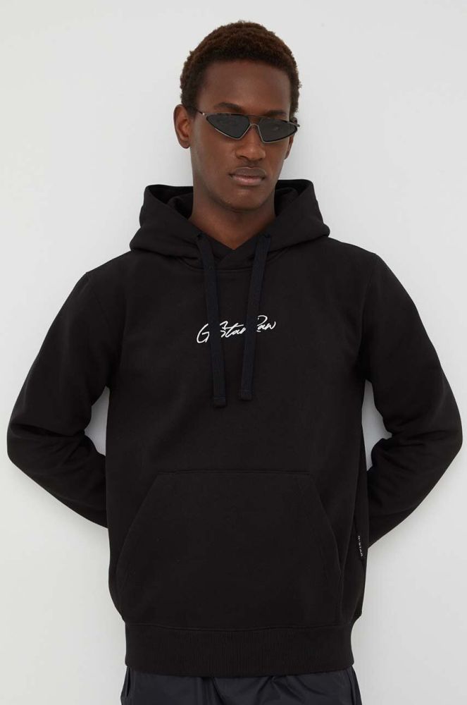 Кофта G-Star Raw чоловіча колір чорний з капюшоном з принтом (3481181)