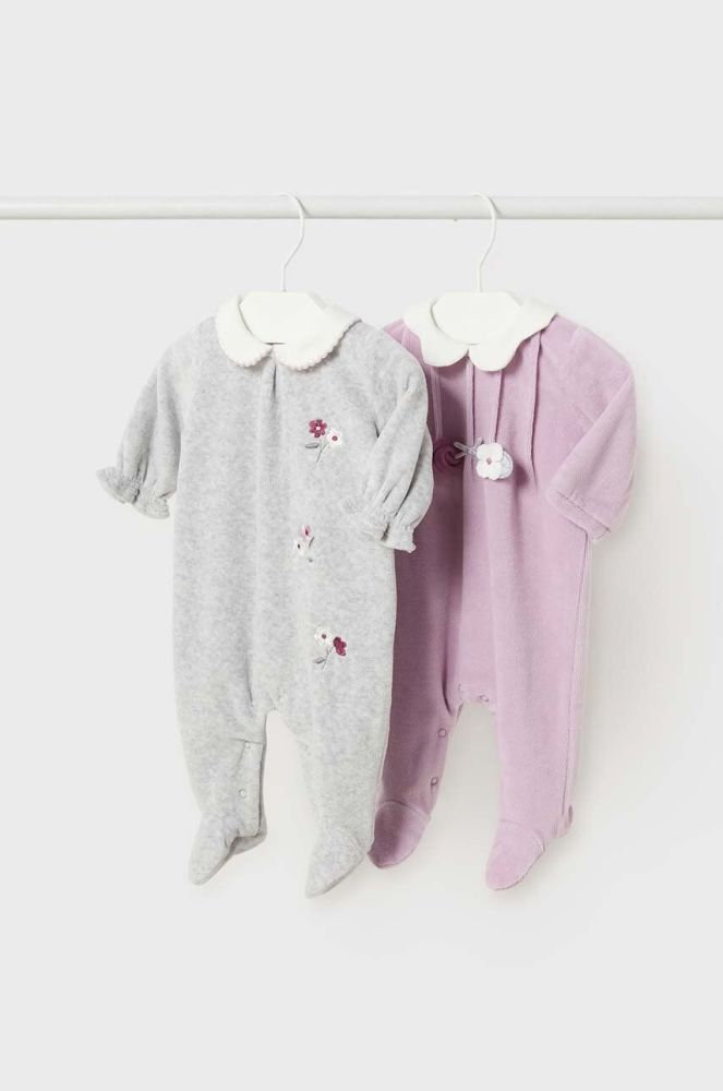 Дитячі повзунки Mayoral Newborn Gift box 2-pack колір фіолетовий (3449246)