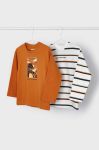 Дитячий бавовняний лонгслів Mayoral 2-pack колір помаранчевий візерунок