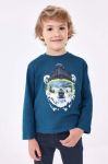 Дитячий бавовняний лонгслів Mayoral з принтом колір блакитний (3407889)
