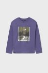 Дитячий бавовняний лонгслів Mayoral колір фіолетовий з принтом (3408152)