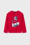 Дитячий бавовняний лонгслів Mayoral колір червоний з принтом (3414166)