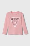 Дитячий бавовняний лонгслів Guess колір рожевий (3437367)