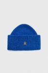Шапка з домішкою вовни Tommy Hilfiger колір блакитний (3605456)
