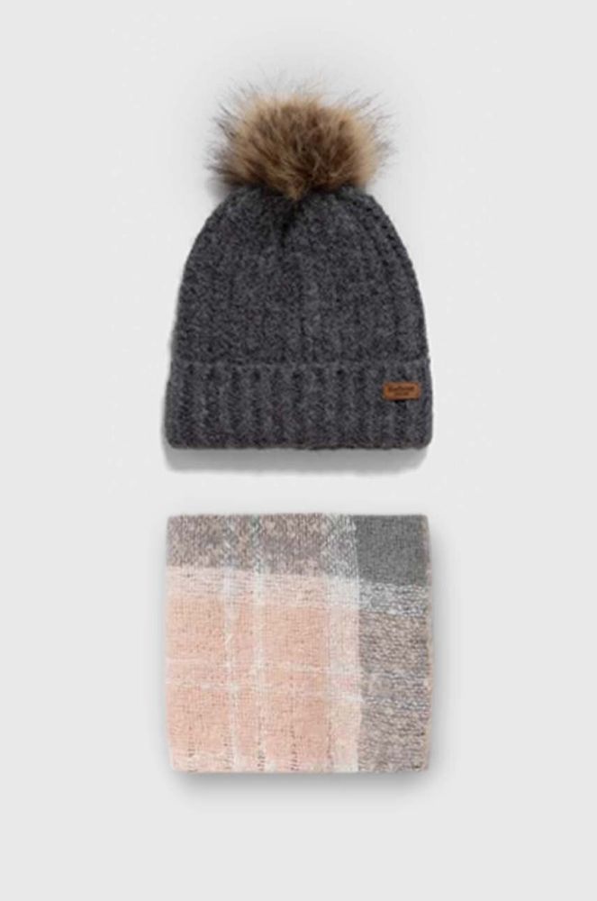 Шапка і шарф Barbour колір сірий (3550219)