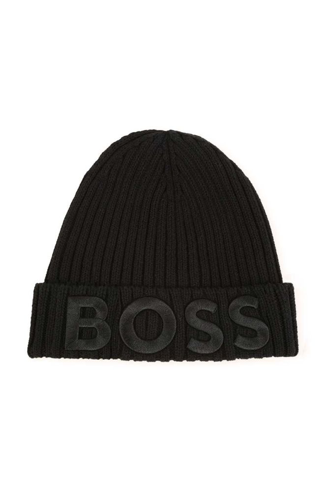 Дитяча бавовняна шапка BOSS колір чорний з бавовни (3445800)