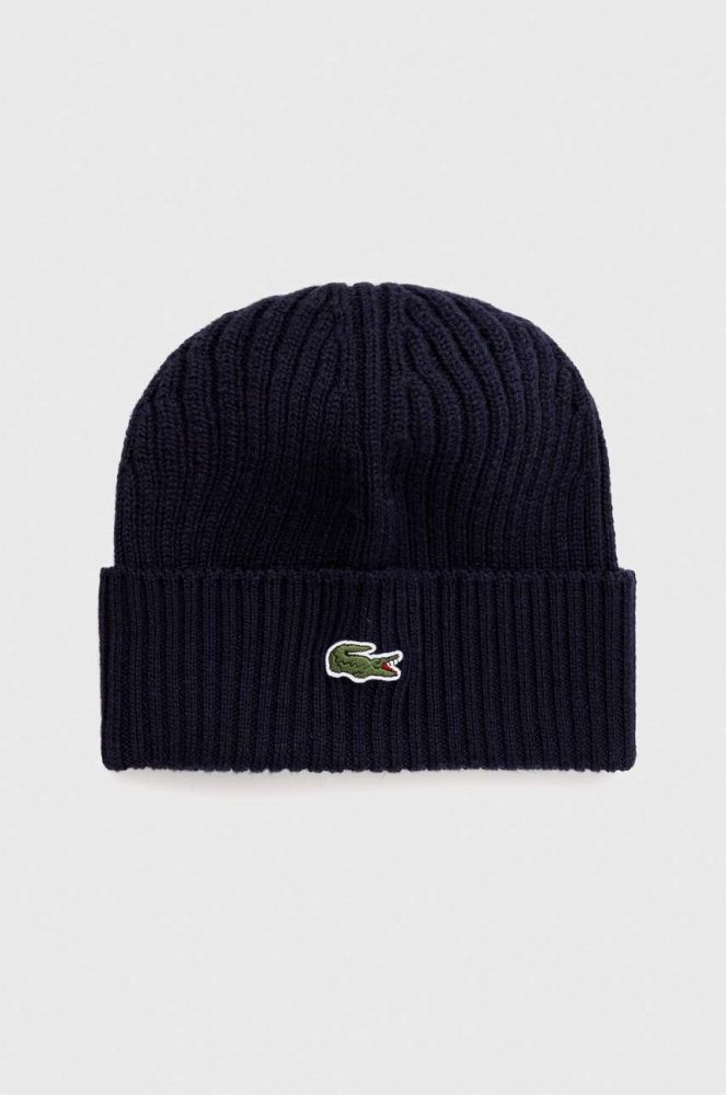 Вовняна шапка Lacoste колір синій вовна (3523360)
