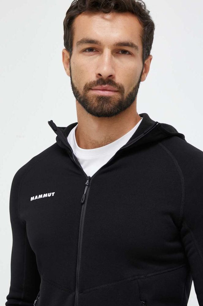Спортивна кофта Mammut Aconcagua ML Hooded колір чорний з капюшоном однотонна
