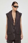 Шкіряний жилет Gestuz колір коричневий однобортний