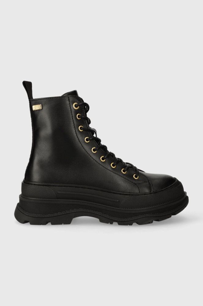 Шкіряні черевики Barbour B.Intl Napier жіночі колір чорний на платформі LFO0641BK11