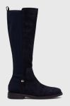 Чоботи Tommy Hilfiger TOMMY ESSENTIALS LONGBOOT жіночі колір синій на плоскому ходу FW0FW07476