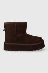 Дитячі замшеві чоботи UGG CLASSIC MINI PLATFORM колір коричневий