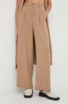 Штани Alohas Valentina жіночі колір бежевий прямі висока посадка