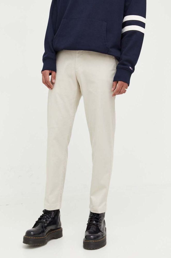 Штани Tommy Jeans чоловічі колір бежевий фасон chinos