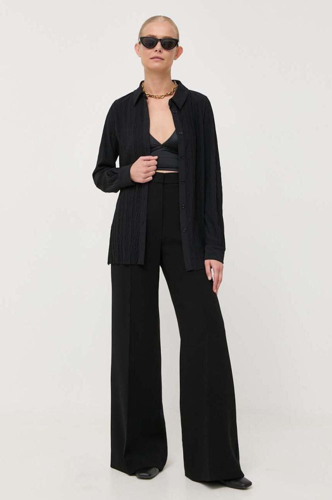 Сорочка Max Mara Leisure жіноча колір чорний regular класичний комір
