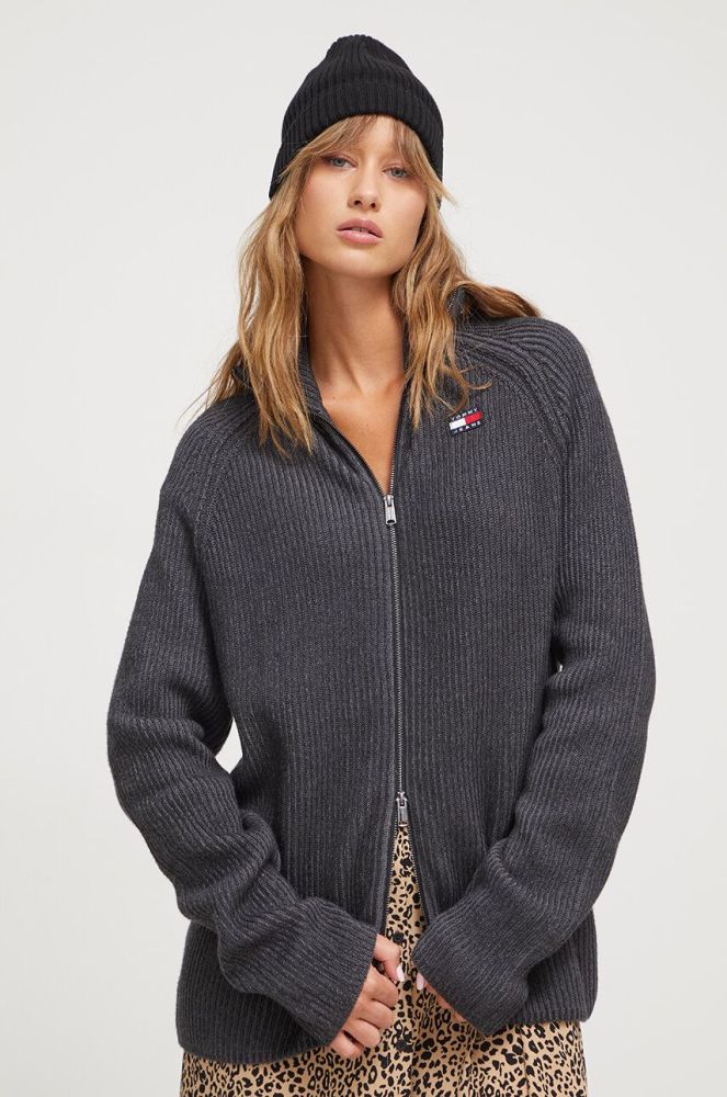 Бавовняний кардиган Tommy Jeans колір сірий