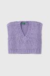 Жилетка з домішкою вовни United Colors of Benetton колір фіолетовий