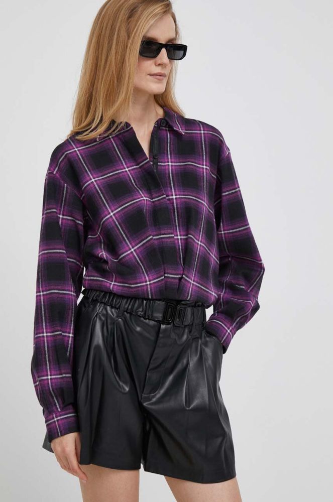 Шорти Dkny жіночі колір чорний однотонні висока посадка (3471545)