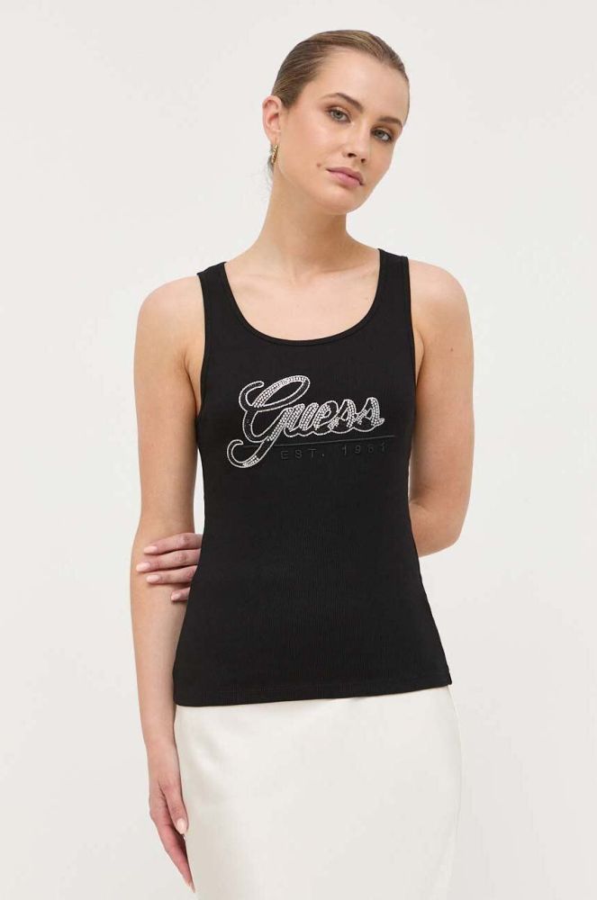 Бавовняний топ Guess колір чорний (3330708)