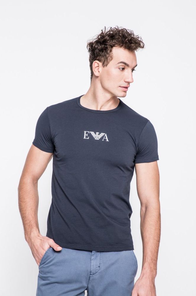 Футболка Emporio Armani Underwear чоловічий з принтом колір блакитний
