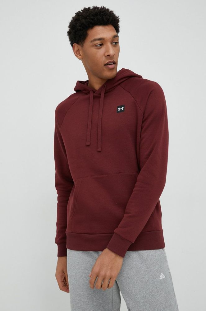 Кофта Under Armour чоловіча колір бордовий з капюшоном однотонна 1357092-408