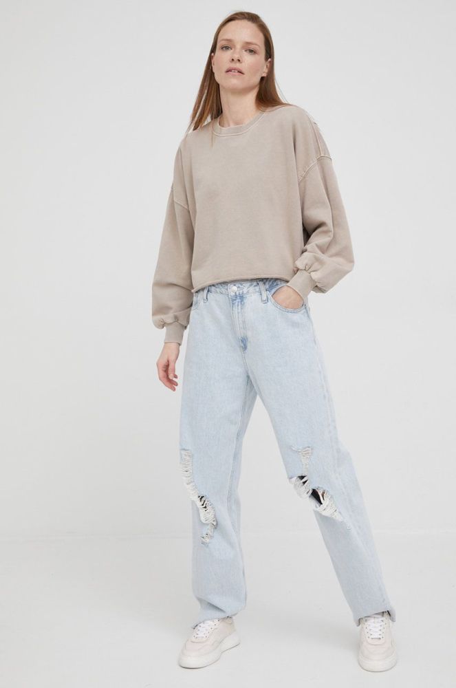 Бавовняна кофта Dr. Denim жіноча колір коричневий однотонна
