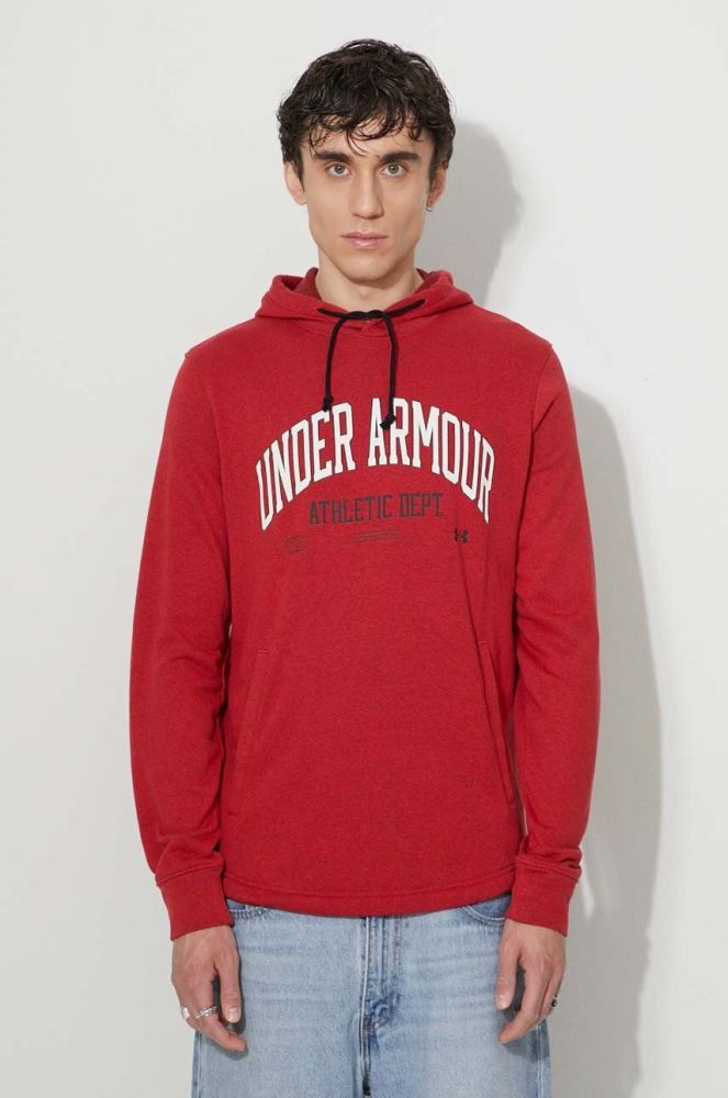 Кофта Under Armour чоловіча колір чорний з капюшоном з принтом 1370354-001 (3313978)