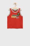 Дитячий бавовняний топ United Colors of Benetton колір червоний з аплікацією