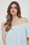Бавовняна блузка United Colors of Benetton жіноча в смужку колір блакитний