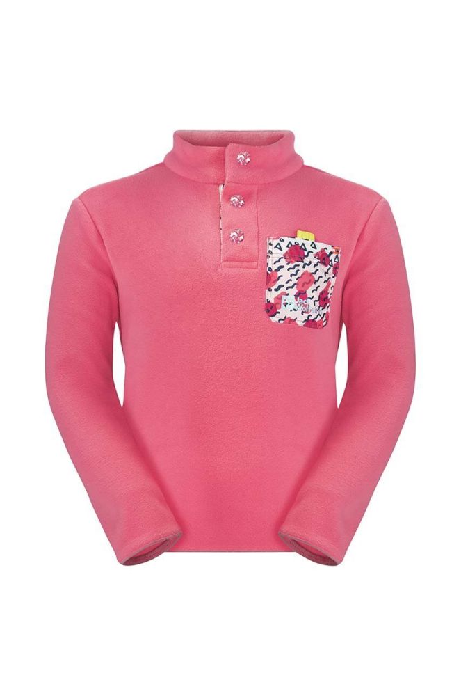 Дитяча кофта Jack Wolfskin VILLI BUTTON FLEECE K колір рожевий з аплікацією