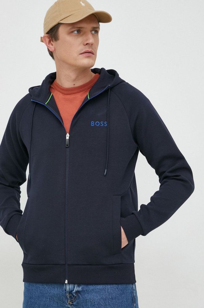 Кофта BOSS BOSS GREEN чоловіча з капюшоном з аплікацією колір темно-синій (2888819)