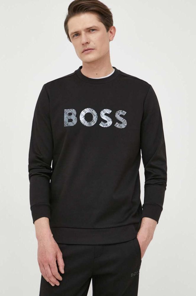 Кофта BOSS BOSS GREEN чоловіча колір чорний з принтом