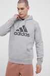 Кофта adidas чоловіча колір сірий з капюшоном з принтом (3147318)