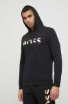 Бавовняна кофта BOSS чоловіча колір чорний з капюшоном візерунок (3103206)
