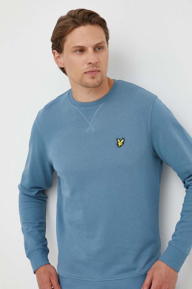 Бавовняна кофта Lyle & Scott чоловіча  однотонна колір блакитний